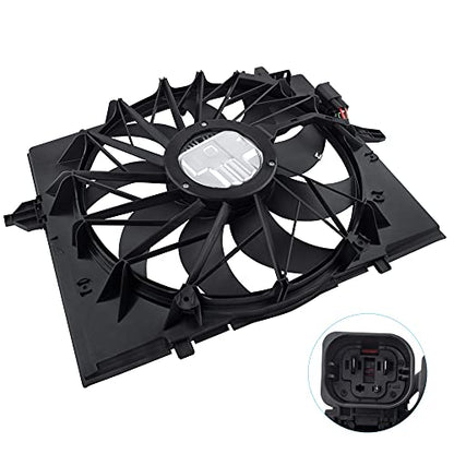 BOXI Engine Cooling Fan Assembly Fits for BMW E60 525 530 545 645 / for BMW E65 750 (Replace 17427543282 17427514181)