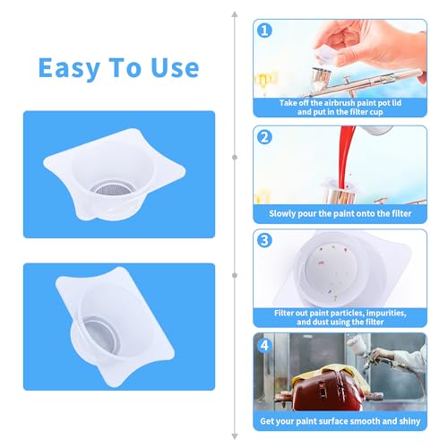 4PCS Airbrush Paint Cup Strainers - Durable PP Filter Screens for Crafts & Painting, 1.30" x 0.98" with 0.83" Holes, White