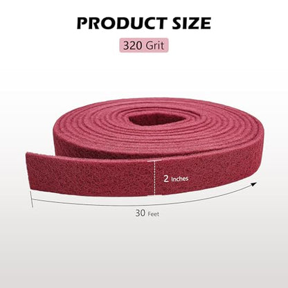 Maroon Scuff Pad Roll 2" x 30 ft - General Purpose Surface Prep for Auto Body, Woodworking & Paint - color: Maroon, style: 2 Inches * 30 Feet