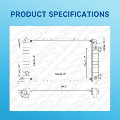 Rayten 1531 Radiator Compatible with 1998-2005 Chevrolet LUV 2.2L L4 & 1994-2003 Chevrolet S10 2.2L L4 & 1994-2003 GMC Sonoma 2.2L L4 & 1996-2000 Isuzu Hombre 2.2L L4 8524776850 8524729630 - size: RAD:1531