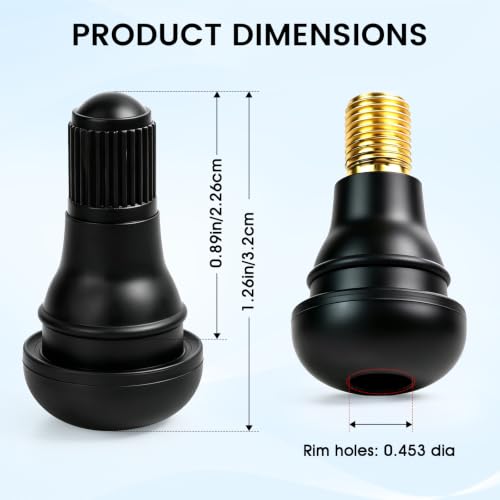 TR412 Rubber Snap-in Short Black Tire Valve Stem 10pcs