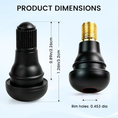 TR412 Rubber Snap-in Short Black Tire Valve Stem 10pcs