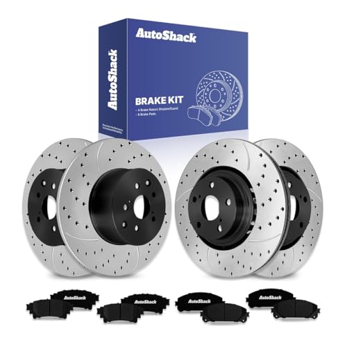 AutoShack Front & Rear E-Coated Rotors & Ceramic Pads for Lexus RX350 2015 - style: ShadowGuard & Pad