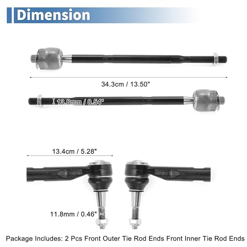 X AUTOHAUX 6pcs Front Inner Outer Tie Rod Ends Kit Suspension Steering Tie Rod End with Boot for Chevrolet Equinox for GMC Terrain Drag Link No.EV800648/ES800640