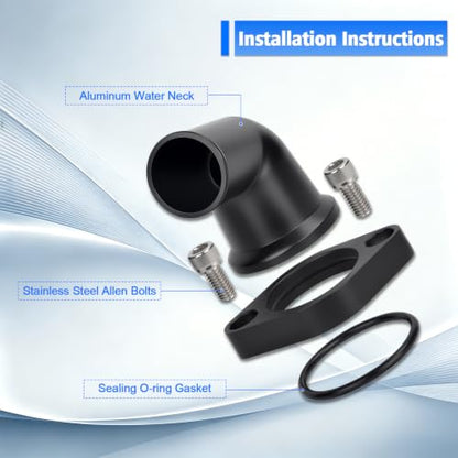 15° Swivel Water Neck Aluminum Black Thermostat Housing - color: Black, size: 15 Degrees Style1