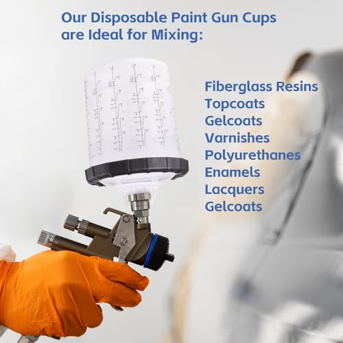 Disposable Paint Spray Gun Cups Kit 200ML 8OZ Clear Plastic
