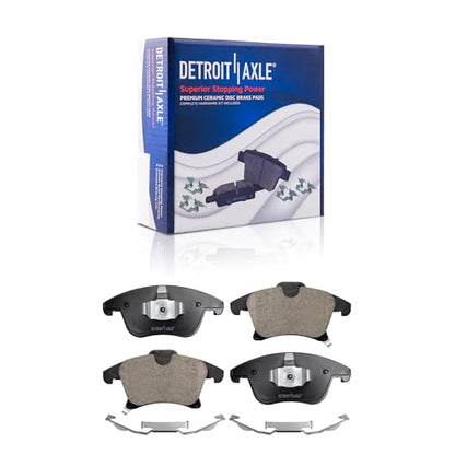 Detroit Axle - 12.44" (316mm) Front Disc Rotors Ceramic Brake Pads - size: 6PR42452/kit
