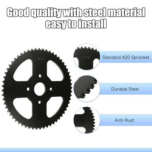 YOXUFA Mini Bike Sprocket 60T with 420 Chain 90 Links Compatible with Coleman CT200U BT200X CT200U-EX Baja Warrior Massimo TrailMaster MB200 Axis M200 Predator 212 196cc 200cc 6.5hp Powersports Parts - color: black