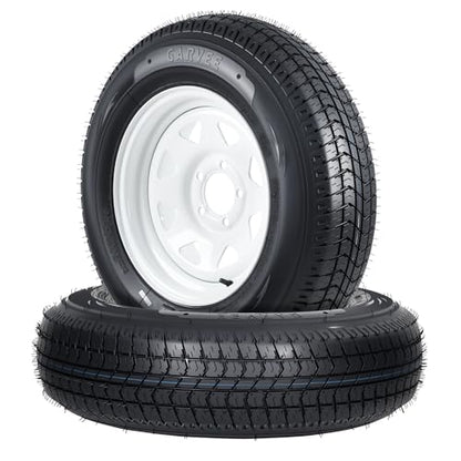 Heavy Duty Trailer Tire & Wheel Assembly - ST205/75D15, 6PR Load Range C, 5 Lug 15" White Modular Rim - For Utility, Boat, Camper Trailers - PCD 114.3x5, Center Hole 81, ET=0 - size: ST205/75D15