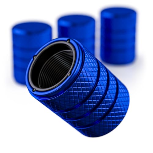 Aluminum Tire Valve Stem Caps – Anti-Rust, Premium Anodized Aluminum, Corrosion-Resistant, Easy Install, Universal Fit for Car, Truck, Bike, SUV – 1 Pack/Set of 4 (Cobalt Blue) - color: COBALT BLUE
