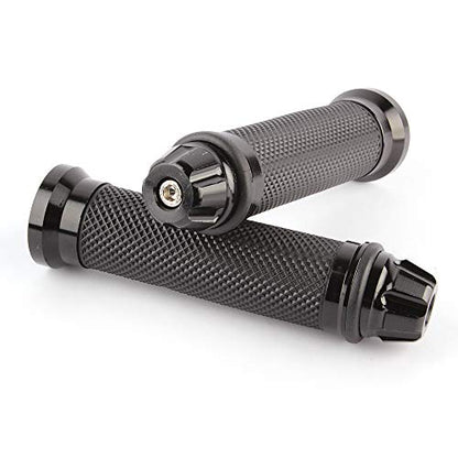 Motorcycle 7/8" CNC Hand Grips Aluminum Rubber Gel Handlebar for Sport Bike(Red) - color: Black