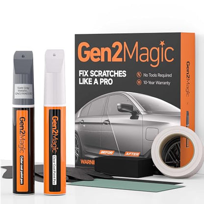 Slate Gray Metallic Touch Up Paint Pen Kit Compatible with Chevy [Clear Coat Included], GNO/WA633D Color Match for Scratches, Rock Chips, Bumper Dings, Easy Scratch Repair & Rust Remover - color: Compatible with Chevy - Slate Gray Metallic