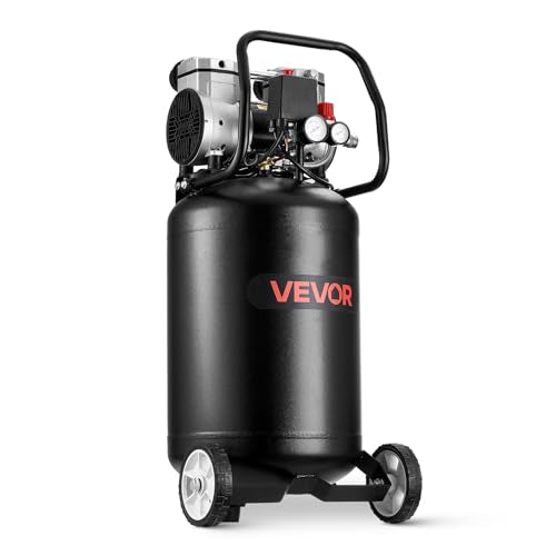 VEVOR 10-Gallon Air Compressor, 2HP 4.8 SCFM at 90PSI, Max 125PSI Pressure Oil-Free Air Compressor Tank, Portable on Wheels for Auto Repair, Tire Inflation, Spray Painting, Woodwork Nailing, 120V - size: 10 Gallon 125 PSI