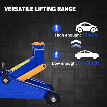 AAIN 2-Ton Hydraulic Floor Jack, 4,400 lb Capacity, Heavy-Duty Car Jack
