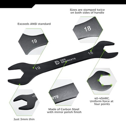 Super-Thin Open End Wrench Set, 14pc SAE Metric 6-24mm & 3/8"-1-1/16" - color: Black, size: 14PC SAE&Metric(Thin Wrench)