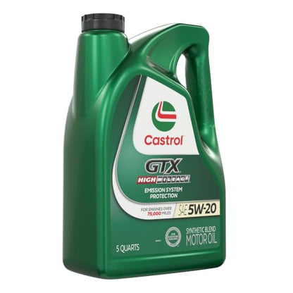 Castrol GTX High Mileage 5W-20 Synthetic Blend Motor Oil, 5 Quarts - size: 5 Quarts