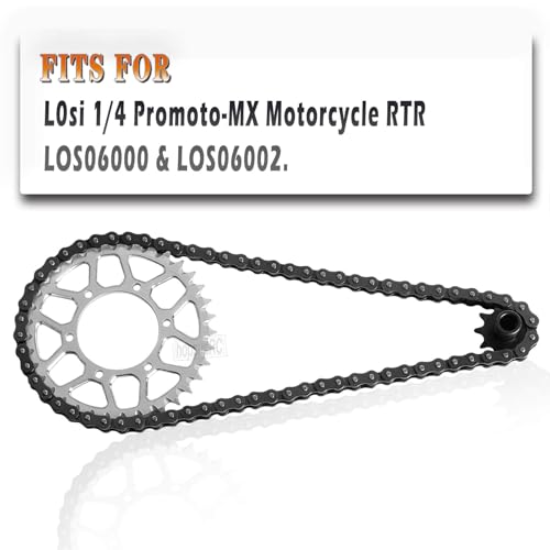Upgrades Parts Aluminum 7075 Rear Hub Chain Sprocket 36T Gears&Manganese Steel Roller Chain&10T Steel Front Sprocket for L0Si 1/4 Promoto-MX Motorcycle RTR FXR(los06000)(los06002),Silver - color: Silver/(Losi 1/4)