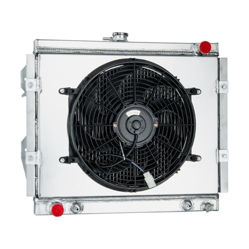 4 Row Radiator Shroud Fan For Toyota Pickup DLX 4 Runner SR5 2.4L AT 1984-1995 Aluminum Radiator Fan Replacement 4 Rows Radiators Fans - size: 4 Row Radiator+Shroud Fan(AT)