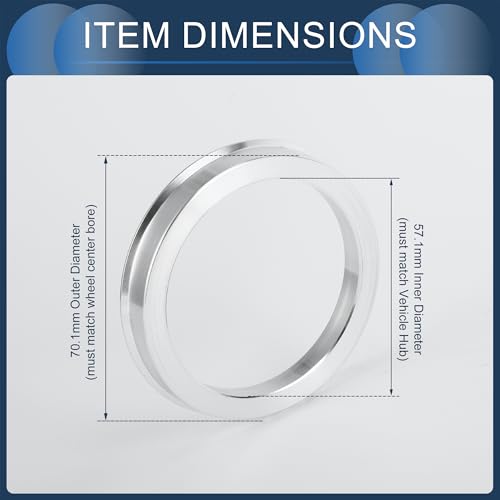 Hub Centric Rings, 57.1mm ID to 70.1mm OD Vehicle Wheel Hubrings Aluminum Alloy, 4 Pcs - size: 57.1mm to 70.1mm