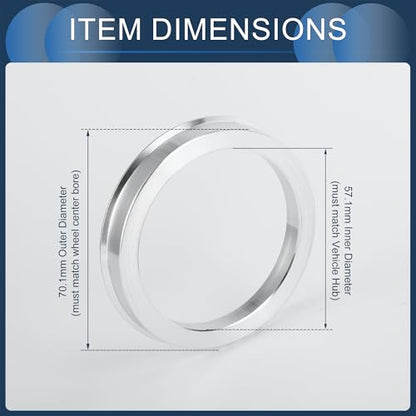 Hub Centric Rings, 57.1mm ID to 70.1mm OD Vehicle Wheel Hubrings Aluminum Alloy, 4 Pcs - size: 57.1mm to 70.1mm