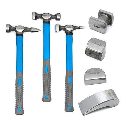 Neiko 20730A Auto Body Tool Set, Drop Forged Hammer and Dolly, 7 Piece - size: Drop Forged Hammer & Dolly Set