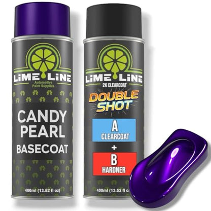 LiME LiNE Candy Pearl Basecoat Aerosol Kit – Automotive Spray Paint, Includes 2K Clearcoat, Pro Results No Spray Gun Needed (Grimace Purple, Candy Pearl + Clearcoat Kit) - color: Grimace Purple + Clearcoat