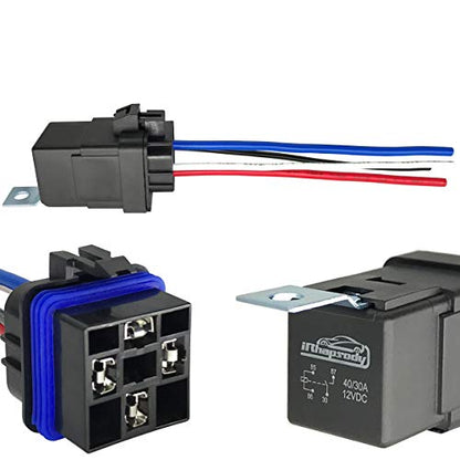 4-pin 40/30Amp 12V DC Waterproof Automotive Relay with Heavy-Duty Wire - size: 1 relay without diode