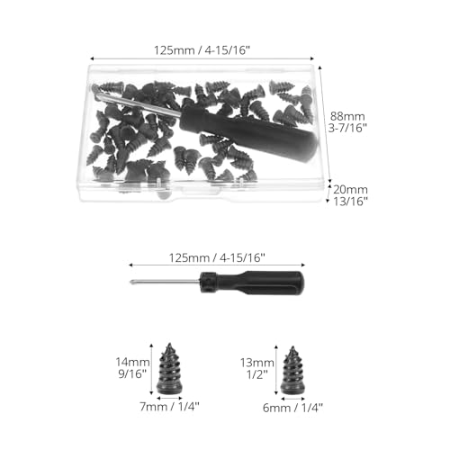 QWORK 70PCS Tire Repair Rubber Nails Kit with Screwdriver – Quick Vacuum Tubeless Tire Plug Set for Car, Motorcycle, SUV & ATV – Emergency Flat Tire Patch Screws (35S + 35L)