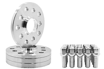 Full Staggered Kit 12mm & 15mm Hub Centric 66.56 H.B 5x112 Wheel Spacers W/Chrome 14x1.5 Ball Seat Extended Lug Bolts | Fits 2009+ New Model Audis W/Factory Wheels