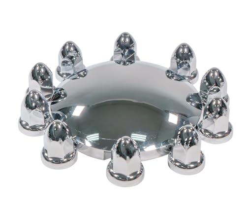 Mytee Products Steel Chrome Axle Wheel Cover Set - Includes (2) Front Hub Caps, (4) Rear Hub Caps, (60) Lug Nut Covers 33mm for Semi Truck | Axle Cover Combo Kit - size: 1 - Pack