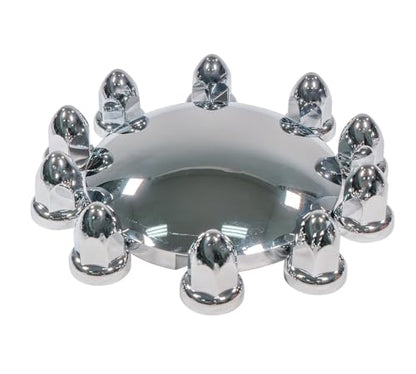 Mytee Products Steel Chrome Axle Wheel Cover Set - Includes (2) Front Hub Caps, (4) Rear Hub Caps, (60) Lug Nut Covers 33mm for Semi Truck | Axle Cover Combo Kit - size: 1 - Pack