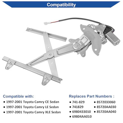 Obaee Window Regulator with Motor Rear Left Driver Side, Replace 741-829