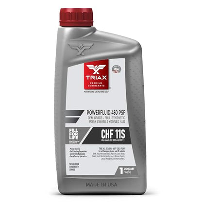 TRIAX Powerfluid 450 PSF - CHF 11S Long - Life Synthetic Hydraulic & Power Steering Fluid Compatible with Audi, Bentley, BMW, Chrysler, Dodge, Jeep, Mercedes-Benz, Mini, Porsche, and VW (1 Quart) - size: 1 Quart