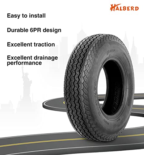 HALBERD 4.80-8 Trailer Tires 6PR, Load Range C, Set of 2, Tubeless