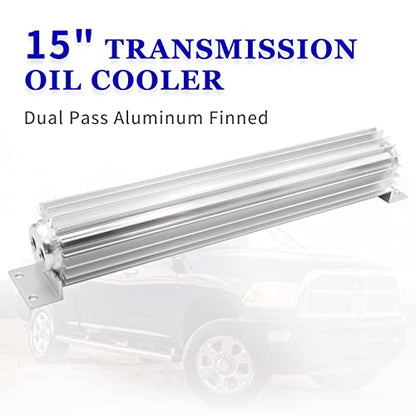 Universal 15" Dual Pass Aluminum Finned Transmission Oil Cooler - size: 15" Oil Cooler