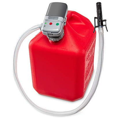 Deway Battery Powered Fuel Transfer Pump, Gas Can Pump, 51" Hose - style: Auto Stop Nozzle w/ 51" Plastic Hose