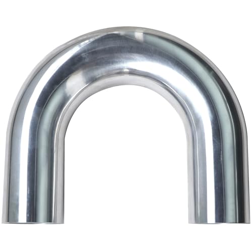 2.5" (63mm) OD 180 Degree Aluminum Elbow Pipe Intercooler Pipe Air Intake Tube, 1.5D Radius, Aluminum Alloy Tube High polished (180 degree, OD 2.5") - color: Silver 180 degree, size: OD 2.5" (63mm)