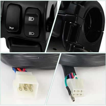 BHB Motorcycle 1" Handlebar Switches Control and Wiring Harness Compatible with Harley Softail 1996-2012 Dyna Sportster V-Rod (Black) - color: Black