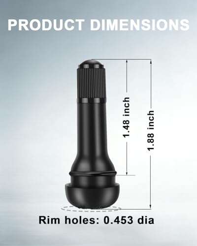 Riseuvo TR414 Tubeless Rubber Snap-in Tire Valve Stems, 5Pcs