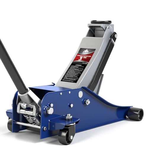 Jack Boss 6600LBS Floor Jack, 3 Ton Capacity Car Jack, Low Profile Protable Hydraulic with Dual Pumps, Quilckly Lift and Slow Descent, Lifting Range 3-1/8" Min to 20" Max Blue and Grey - color: Blue, size: 3 Ton Dual Pump