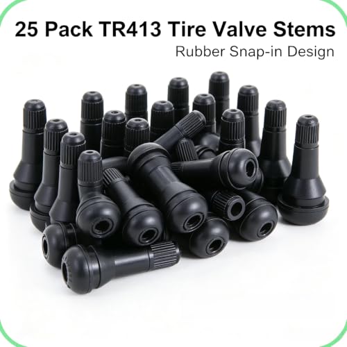 TR413 Tubeless Tire Valve Stems,Rubber Snap-in Valve Stems (25)