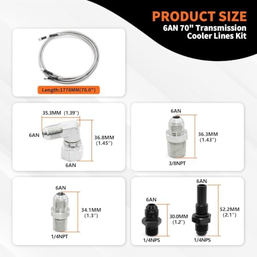 6AN 70" Cooler Line kit Compatible with TR6060 AOD 4L80E TH350