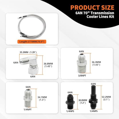 6AN 70" Cooler Line kit Compatible with TR6060 AOD 4L80E TH350