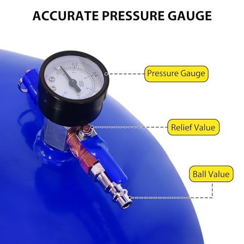 Garvee 20 Gallon Waste Oil Drain Tank, Portable Oil Drain Container, Air Operated Drainer, Fluid Fuel Transfer Drainage, Adjustable Funnel Height with Wheel &15'' Premium Bowl and a Toolbox - size: 20 Gallon- Blue