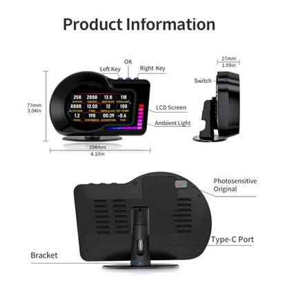OBD2 Gauge Display, Car Speedometer Display