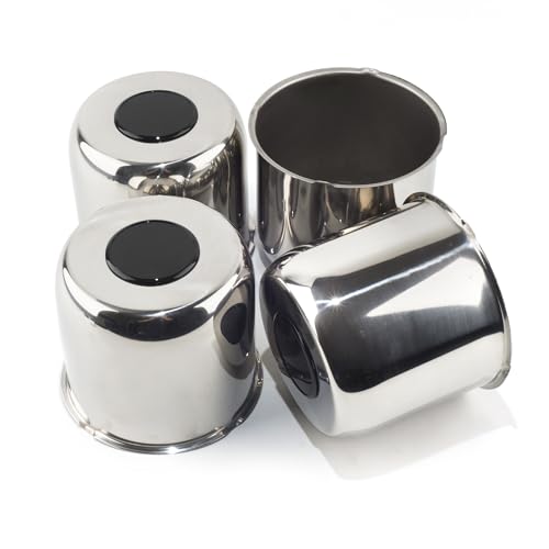 4Pcs 4.88" OD 4.47" H Trailer Wheel Center Caps with Removable Top - color: Mirror + Gloss Black, size: 4.88" OD 4.47" H