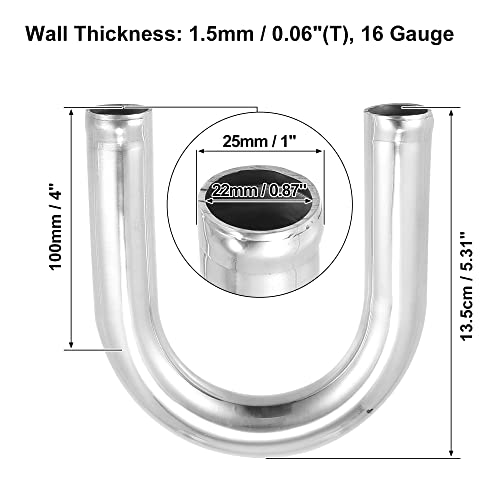 X AUTOHAUX Aluminum Intercooler Pipe OD 1" 25mm 180 Degree U Shape Bend - size: 1"