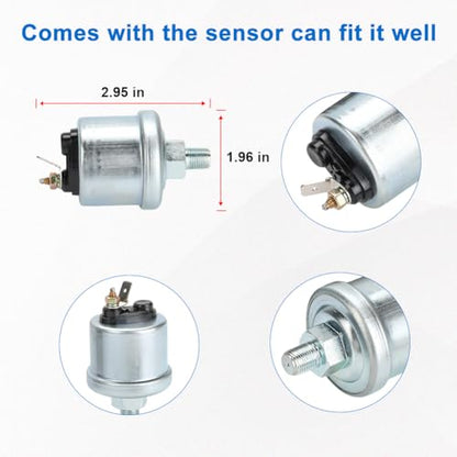 0-150 PSI Oil Pressure Gauge 2inch 52mm Press Gauge Meter Kit DC12V - size: Oil Pressure Gauge 2