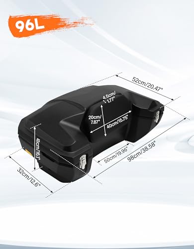 TCT-MOTORPARTS 96L Black ATV Rear Cargo Storage Box & Lounger Seat Trunk - color: 96L