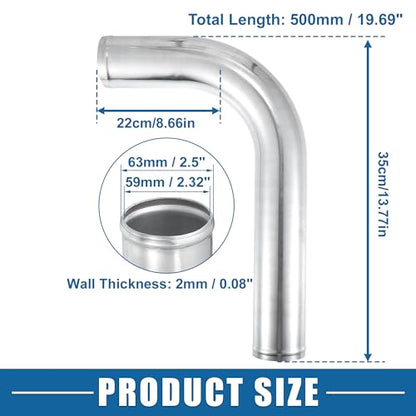 90 Degree L Bend Elbow Intercooler Pipe 2.5in OD 63mm - size: 63MM/2.5INCH OD